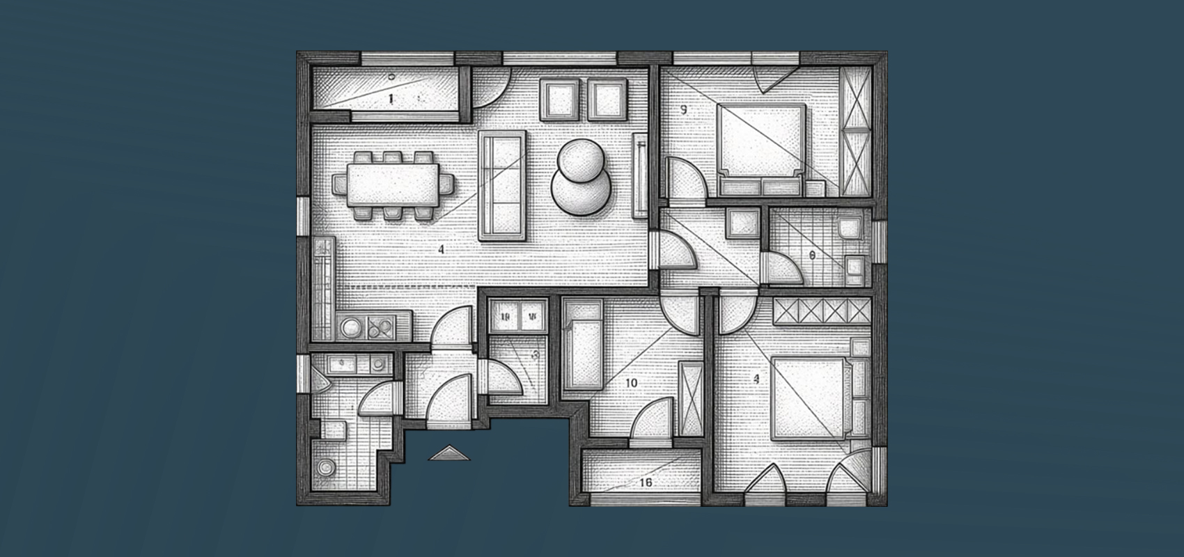 Floor plan — S5 second floor, three-bedroom apartment